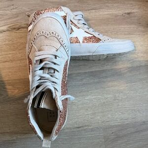 ShuShop Rose Gold Glitter High-Top Sneakers